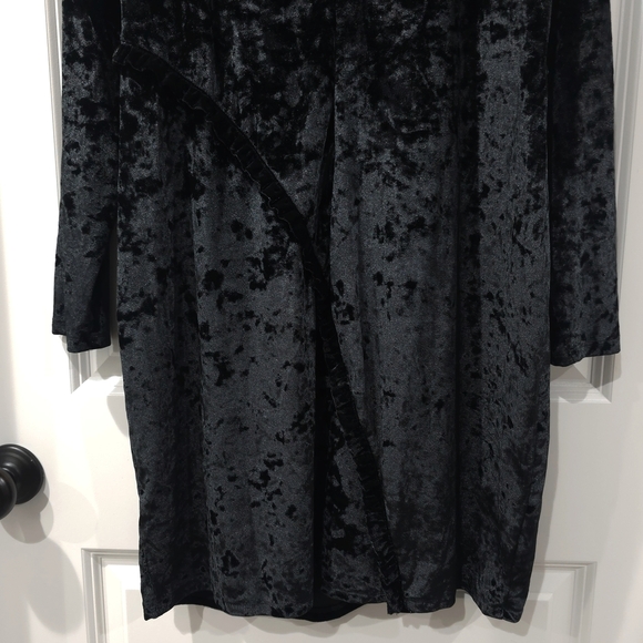 MICHAEL Michael Kors Crushed Black Velvet Bodycon Long Sleeve Dress, Ruffles, XL - Picture 9 of 15